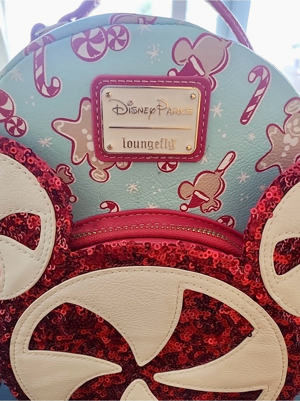 Loungefly Disney Parks Mini Backpack - Red Sequin Peppermint Mickey - Picture 3 of 12